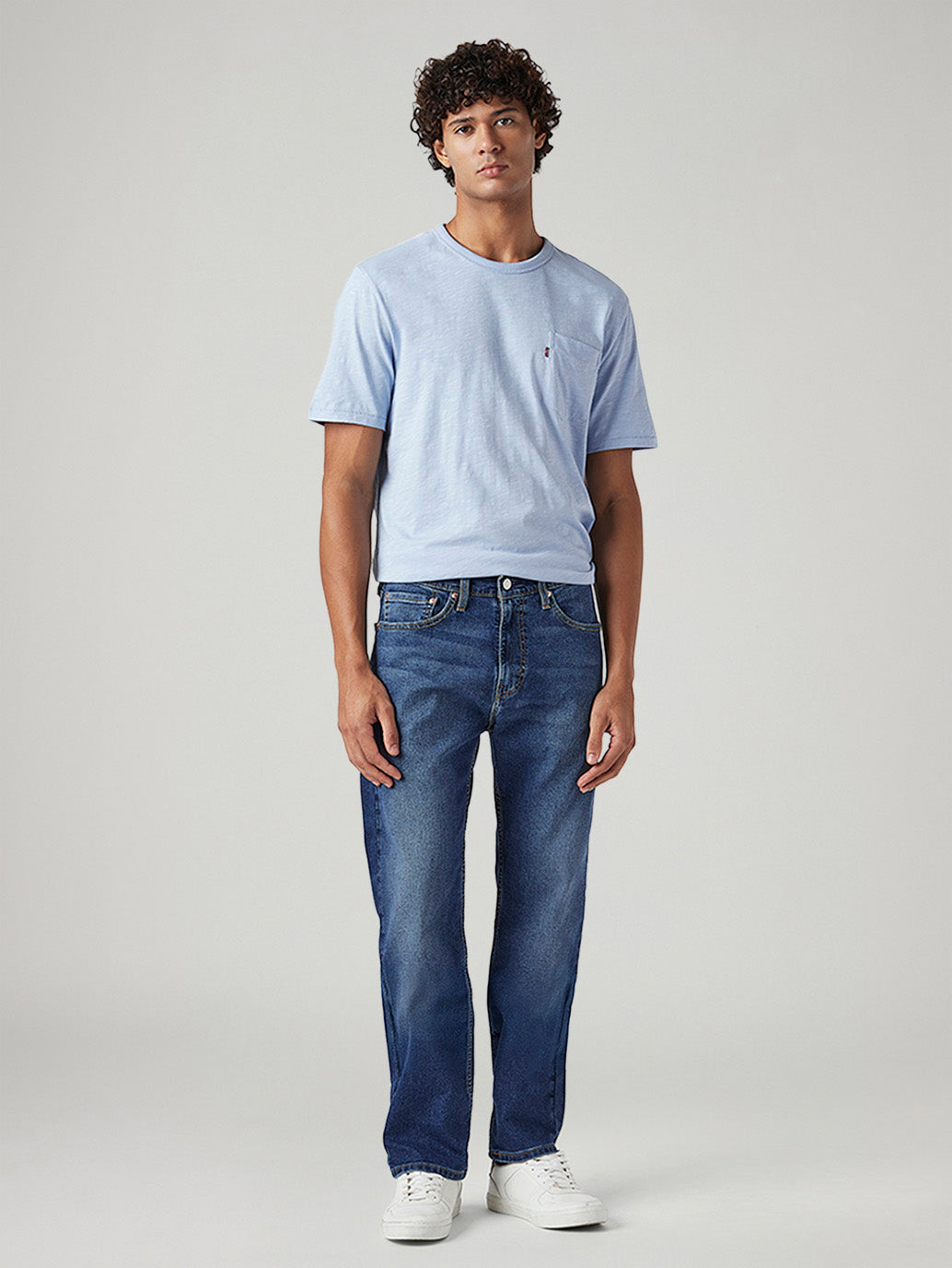 Men's 505 Dark Indigo Straight Fit Mid Rise Jeans - Front View