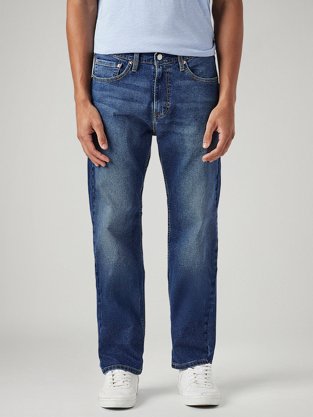 Men's 505 Dark Indigo Straight Fit Mid Rise Jeans - Front View