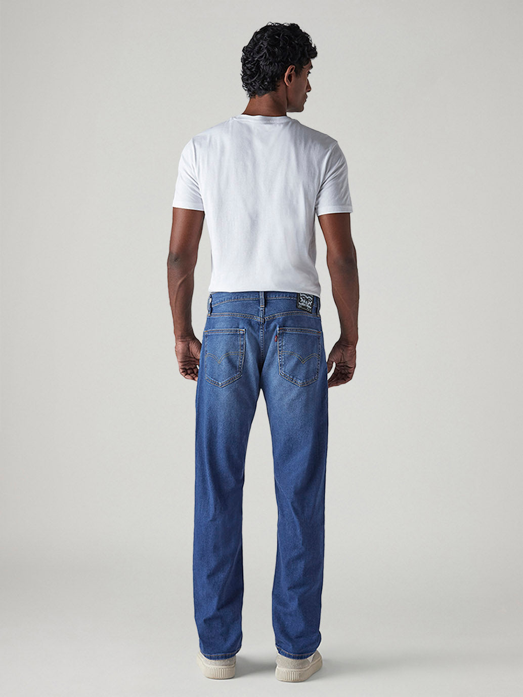 Men's 505 Blue Straight Fit Mid Rise Jeans - Back View