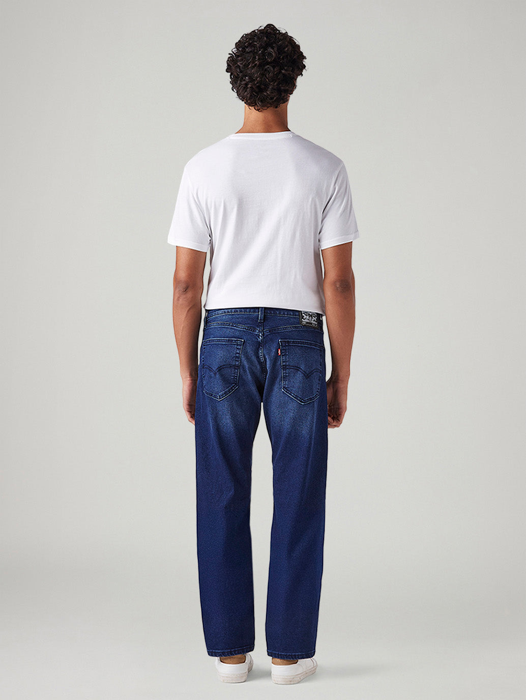 Men's 505 Blue Straight Fit Mid Rise Jeans - Back View