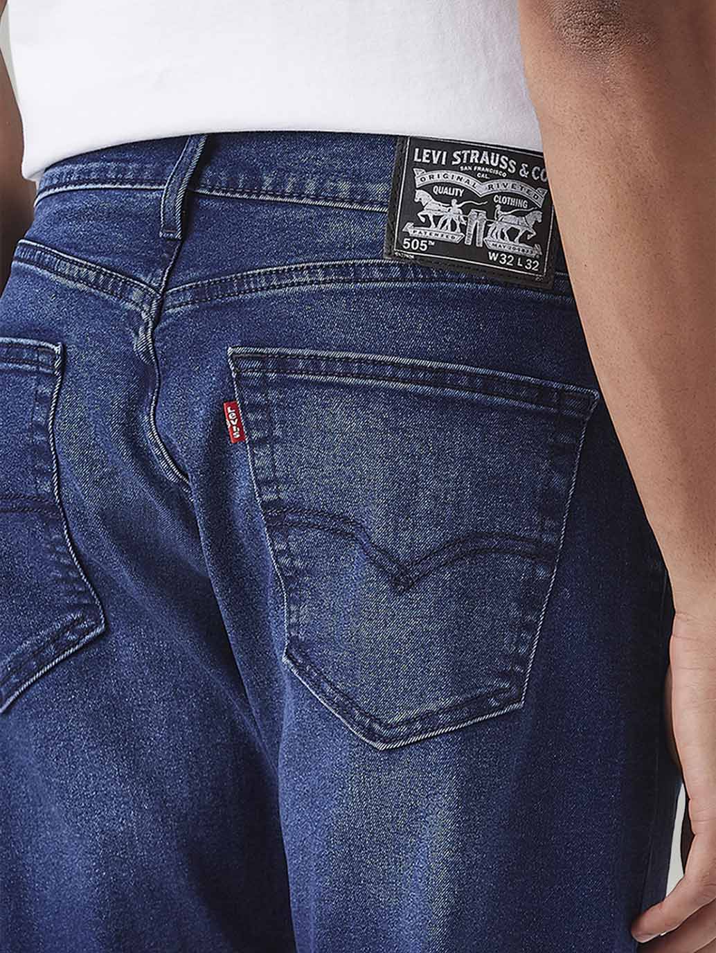 Men's 505 Blue Straight Fit Mid Rise Jeans - 20 View