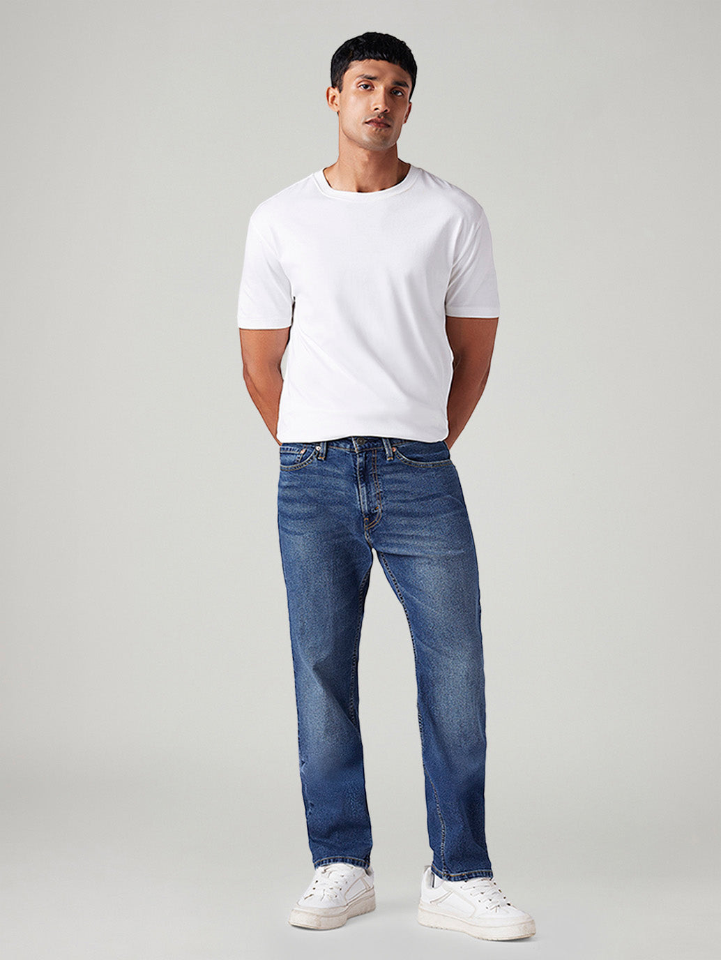 Men's 505 Dark Indigo Straight Fit Mid Rise Jeans - Front View