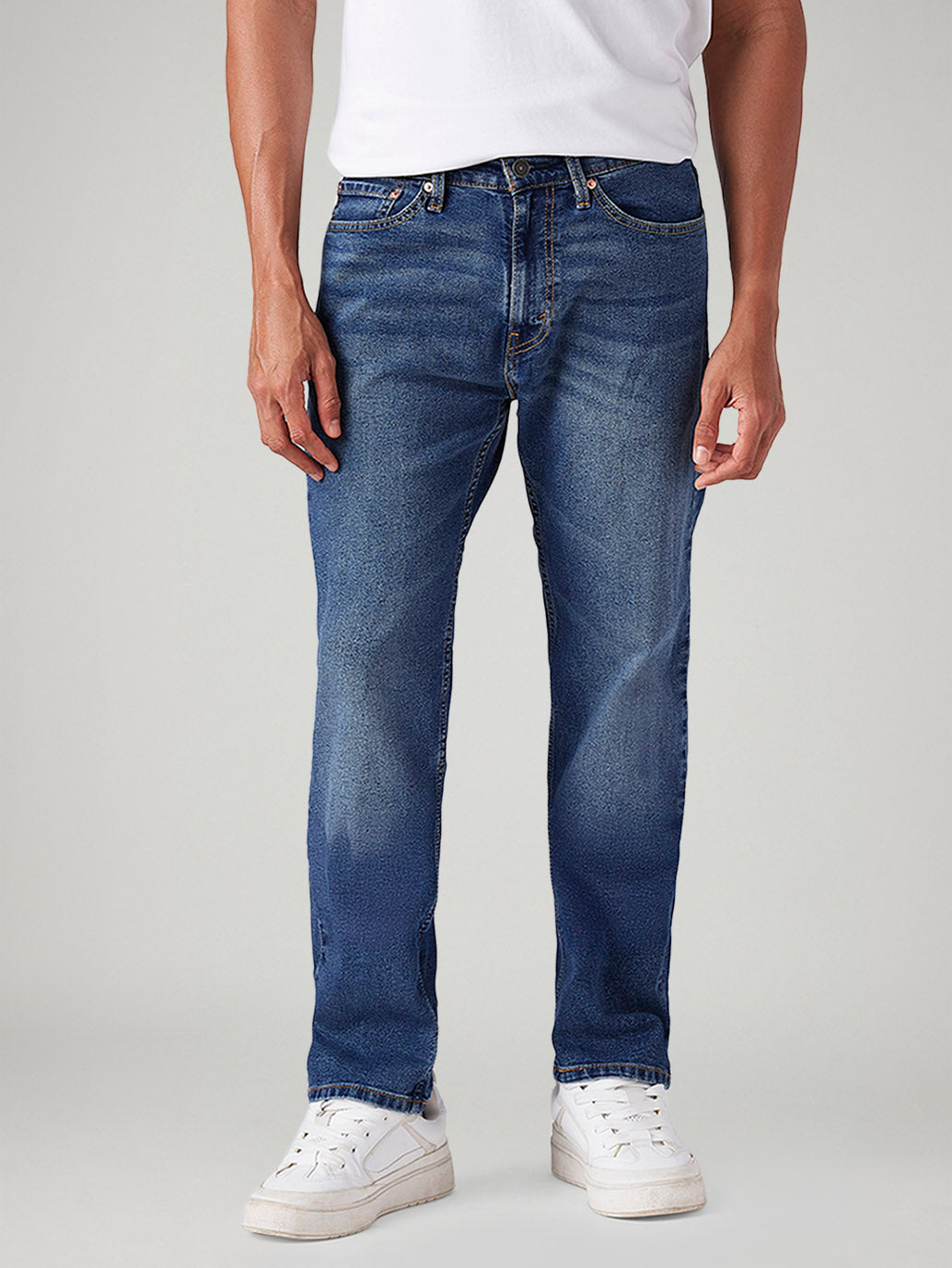 Men's 505 Dark Indigo Straight Fit Mid Rise Jeans - Front View