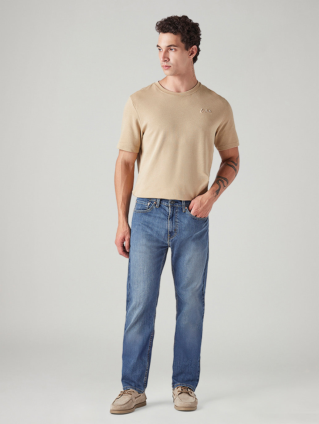 Men's 505 Med Indigo Straight Fit Mid Rise Jeans - Front View