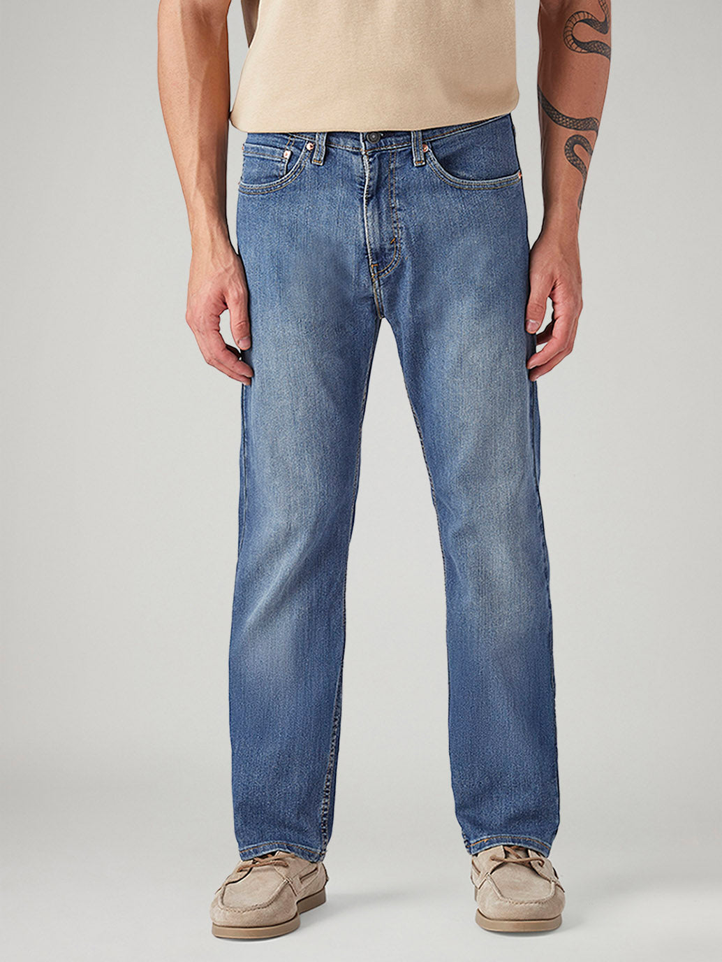 Men's 505 Med Indigo Straight Fit Mid Rise Jeans - Front View