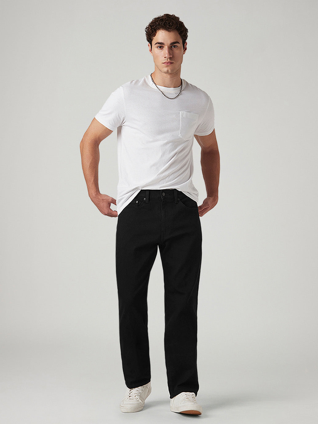 Men's 505 Black Straight Fit Mid Rise Jeans