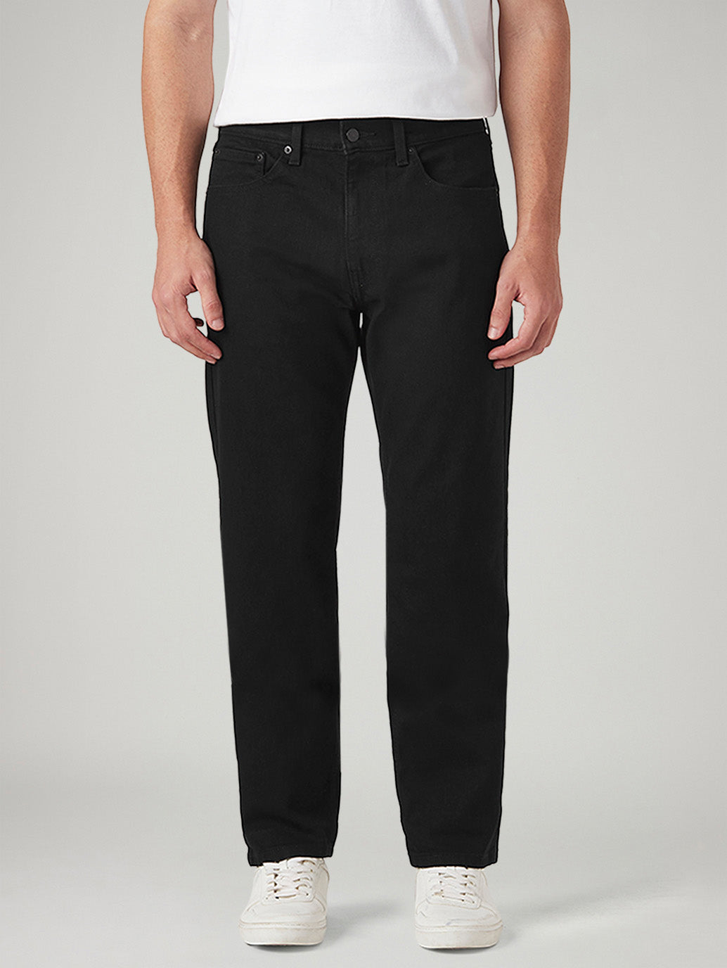 Men's 505 Black Straight Fit Mid Rise Jeans - Front View