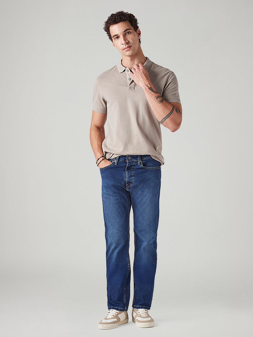 Men's 505 Blue Straight Fit Mid Rise Jeans - Styleshot View