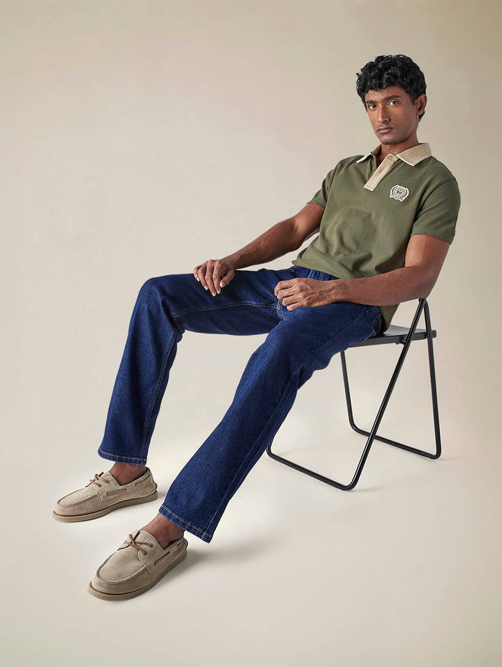 Mens 505 Mid Rise Straight Fit Cotton Stretch Blend Jeans