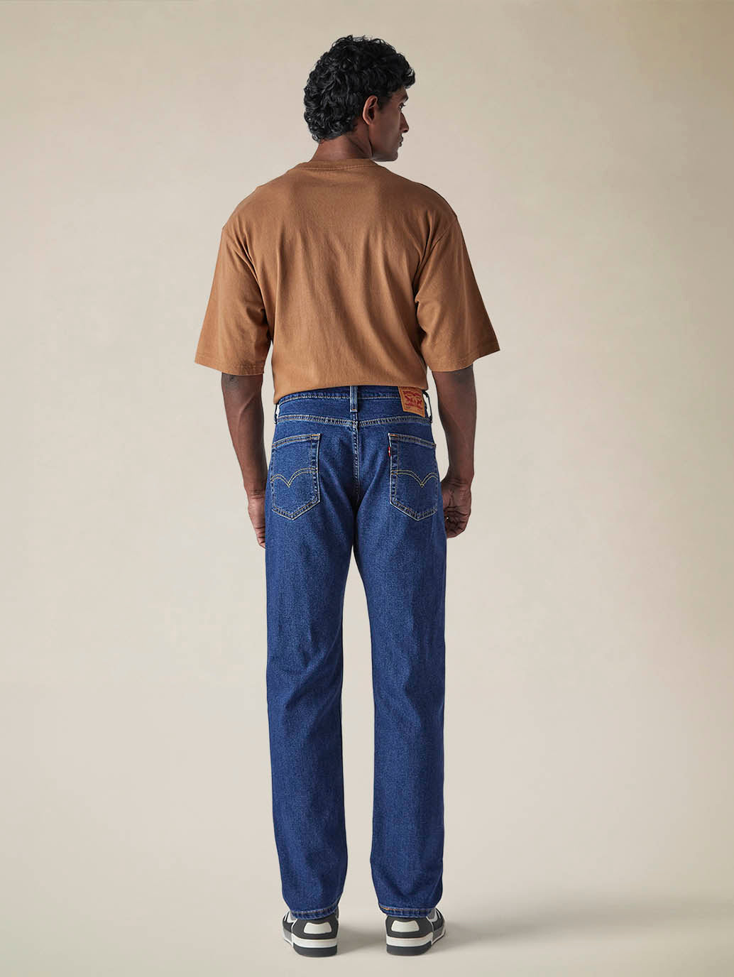 Mens 505 Mid Rise Straight Fit Cotton Stretch Blend Jeans - Back View