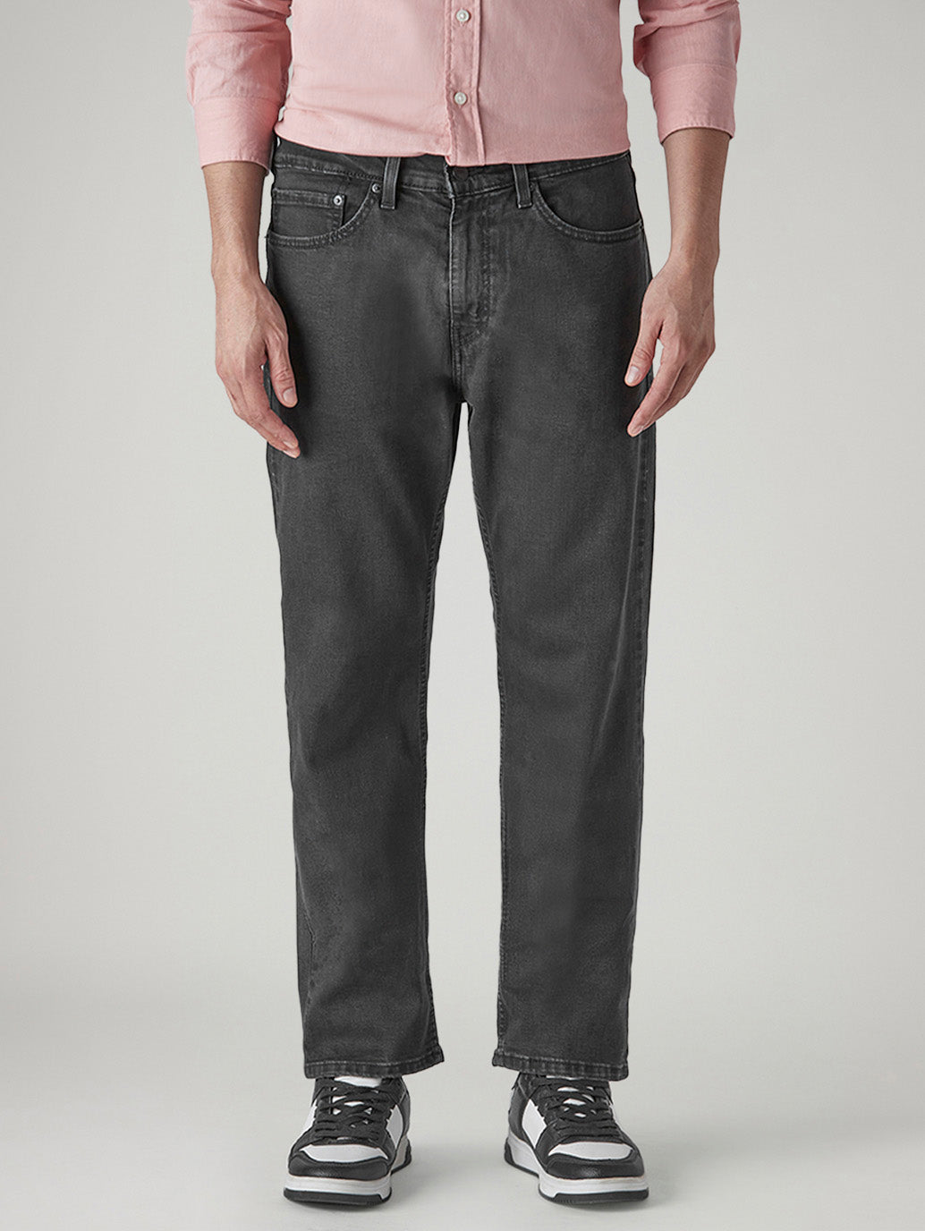 Men's 505 Charcoal Grey Straight Fit Mid Rise Jeans - Front View
