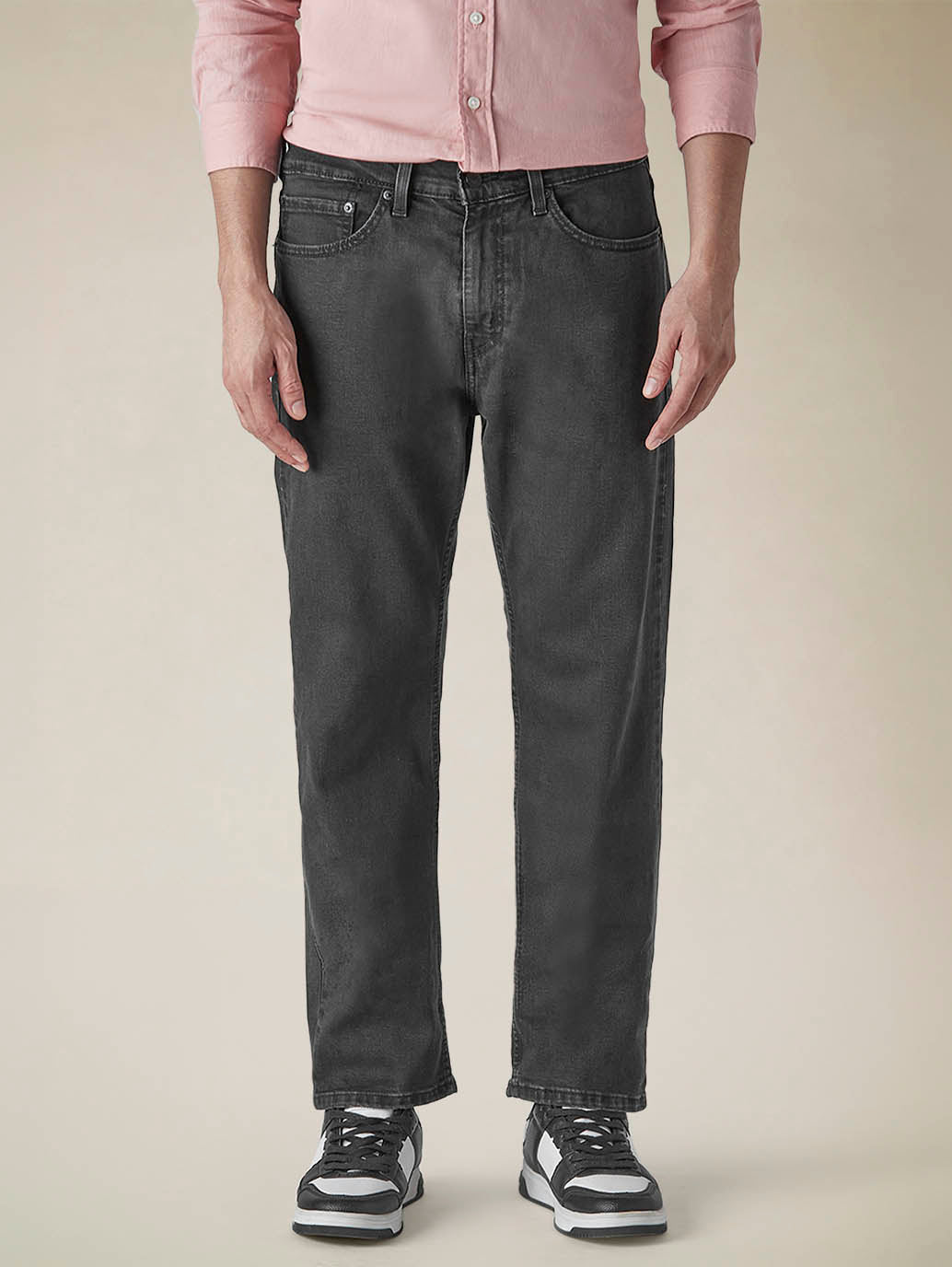 Men's 505 Charcoal Grey Straight Fit Mid Rise Jeans - c952d97e-1862-4f3a-9ebc-193b452392ea View