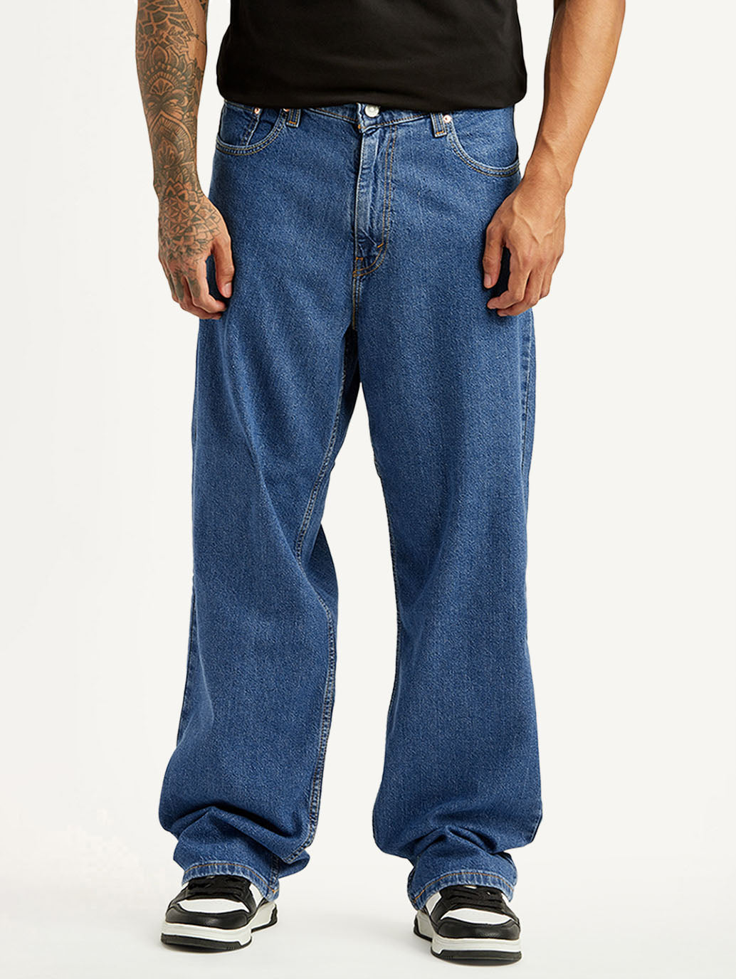 Men's 578 Blue Baggy Fit Mid Rise Jeans - Front View
