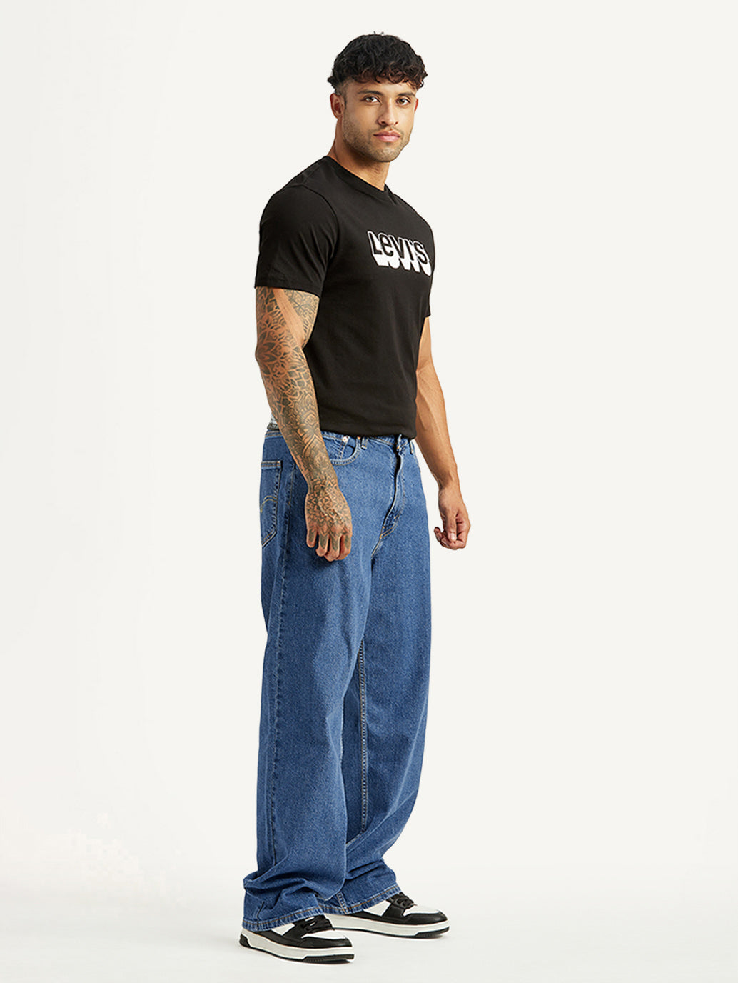 Men's 578 Blue Baggy Fit Mid Rise Jeans - Side View