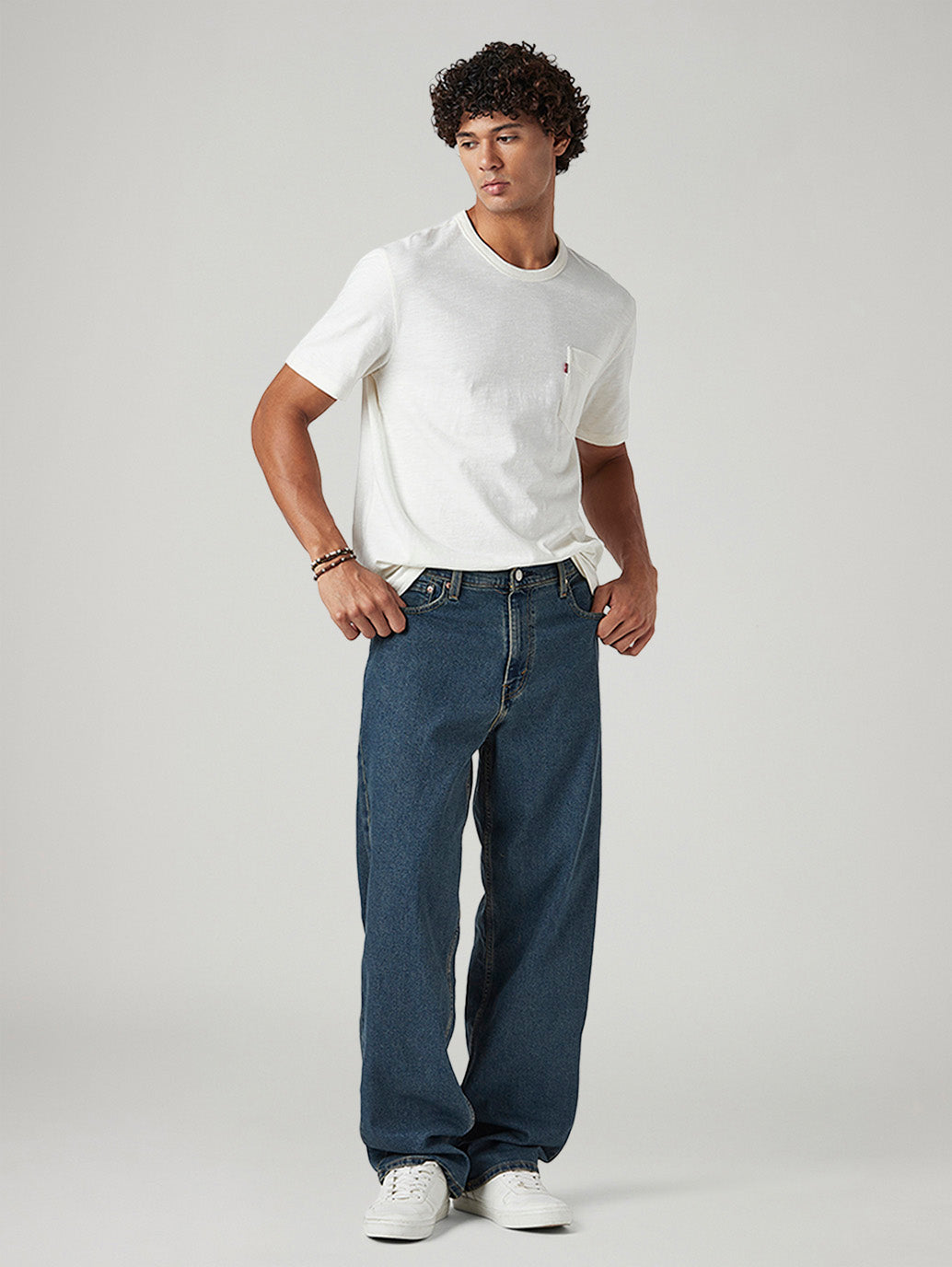 Men's 578 Dark Blue Baggy Fit Mid Rise Tinted Jeans