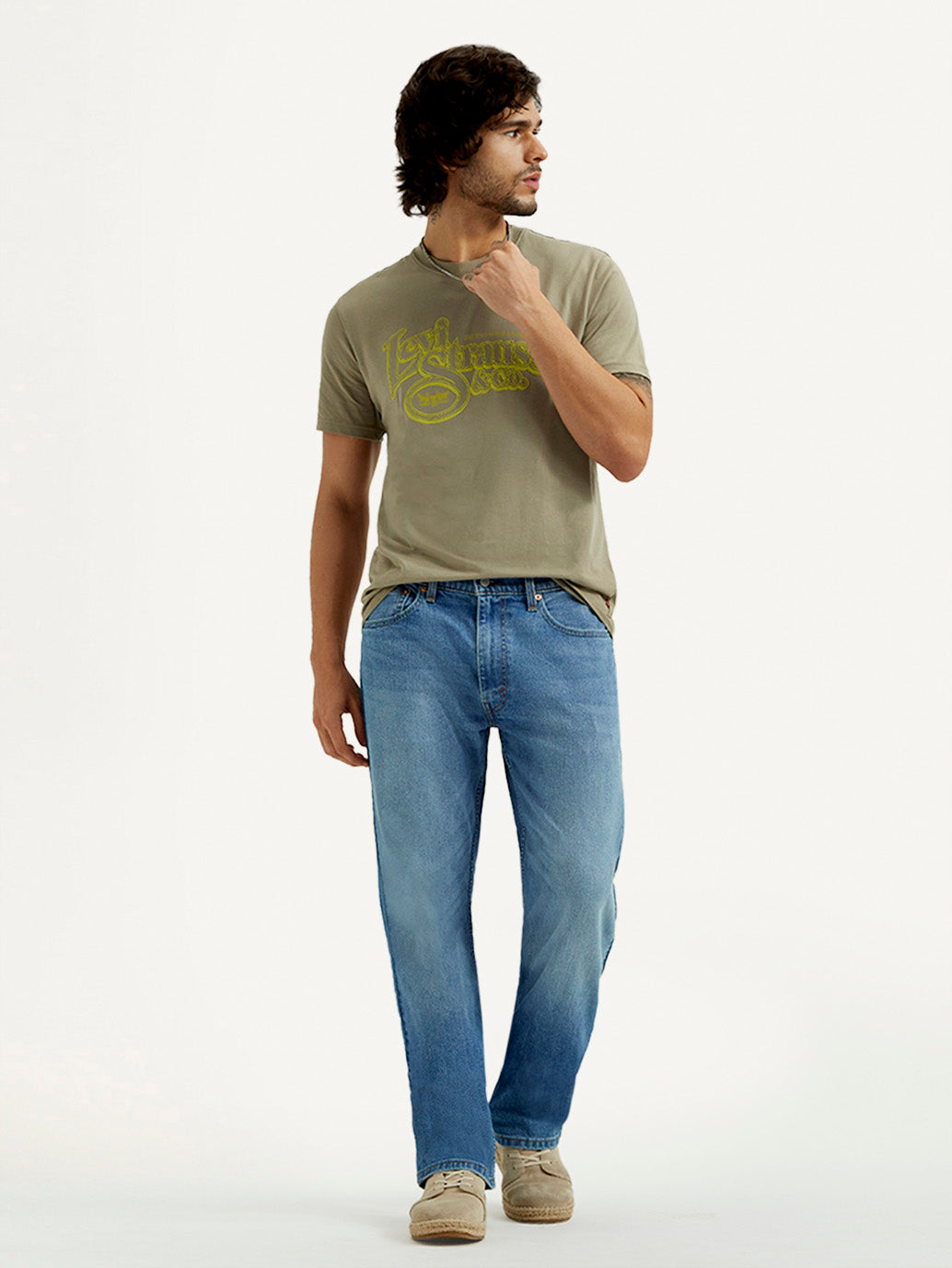 Men's 555 Light Indigo Loose Fit Mid Rise Jeans - Styleshot View