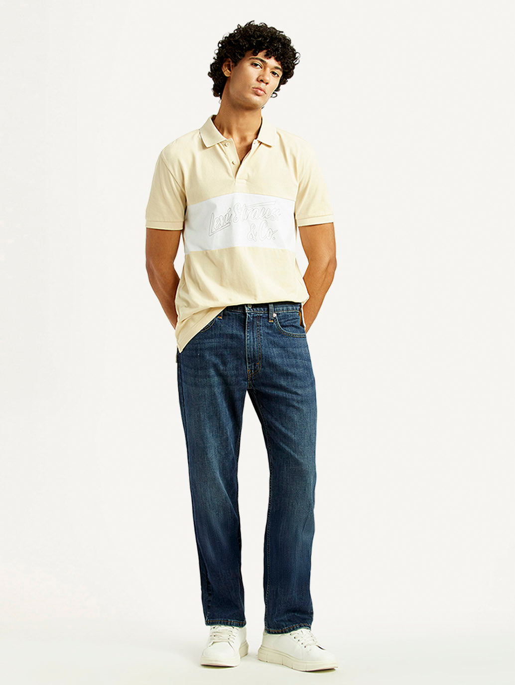 Men's 555 Dark Indigo Loose Fit Mid Rise Jeans - Styleshot View
