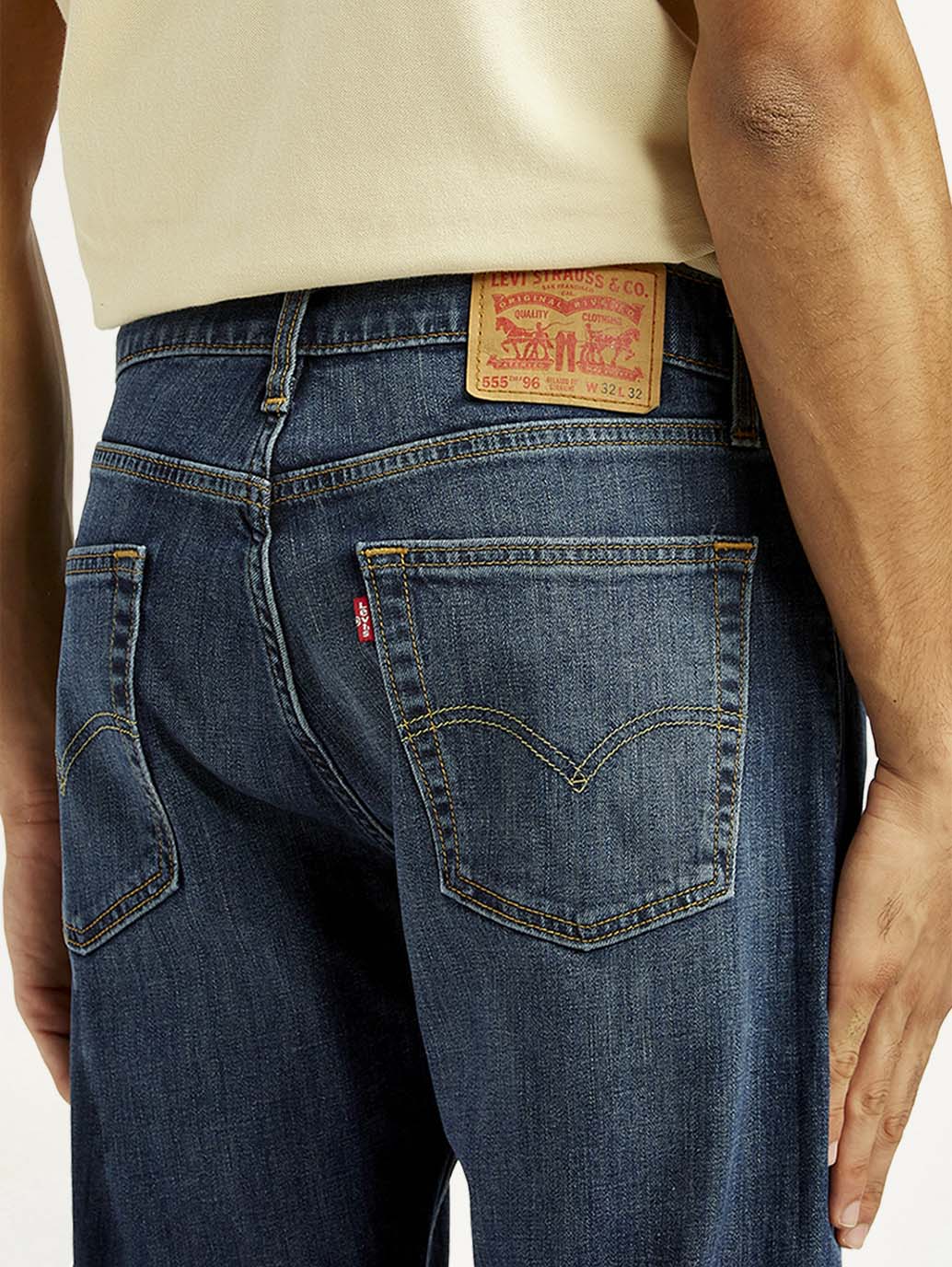 Men's 555 Dark Indigo Loose Fit Mid Rise Jeans - Detail View