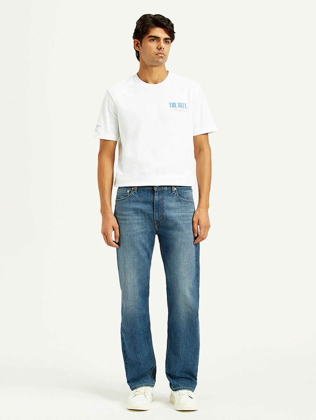 Men's 555 Med Indigo Loose Fit Mid Rise Jeans - Front View