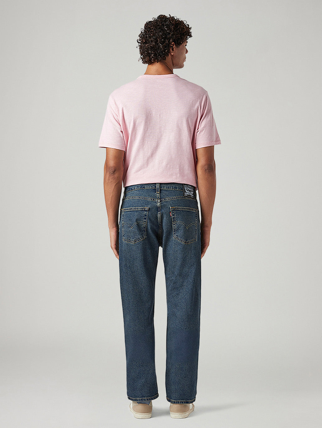 Men's 555 Blue Relaxed Straight Fit Mid Rise Tinted Jeans - Back View