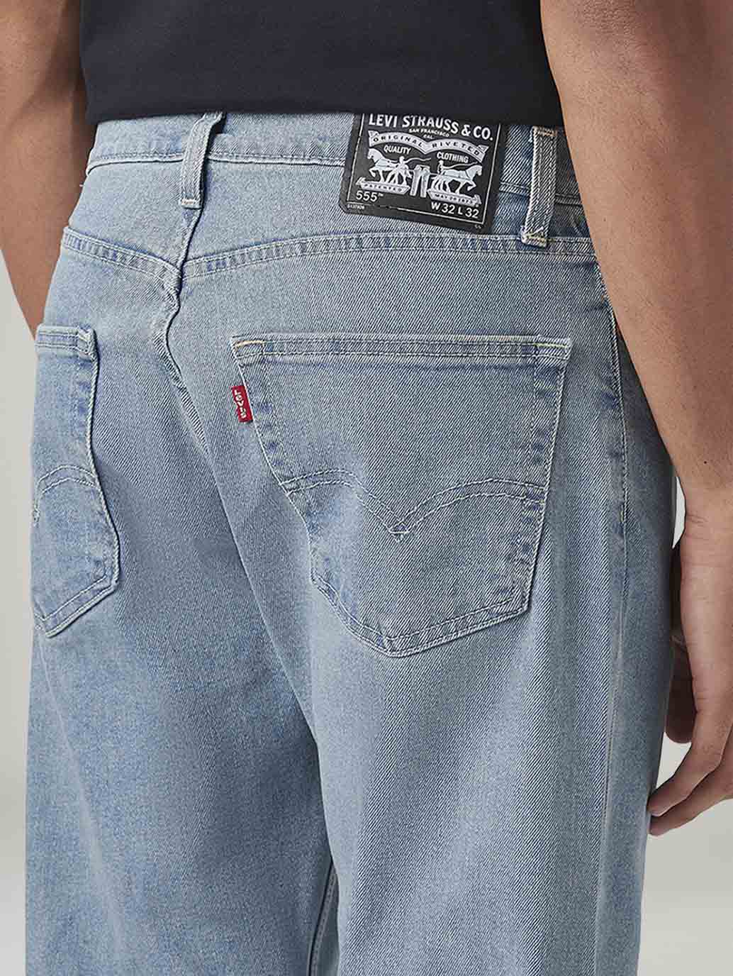 Men's 555 Light Blue Relaxed Straight Fit Mid Rise Tinted Jeans - 20 View