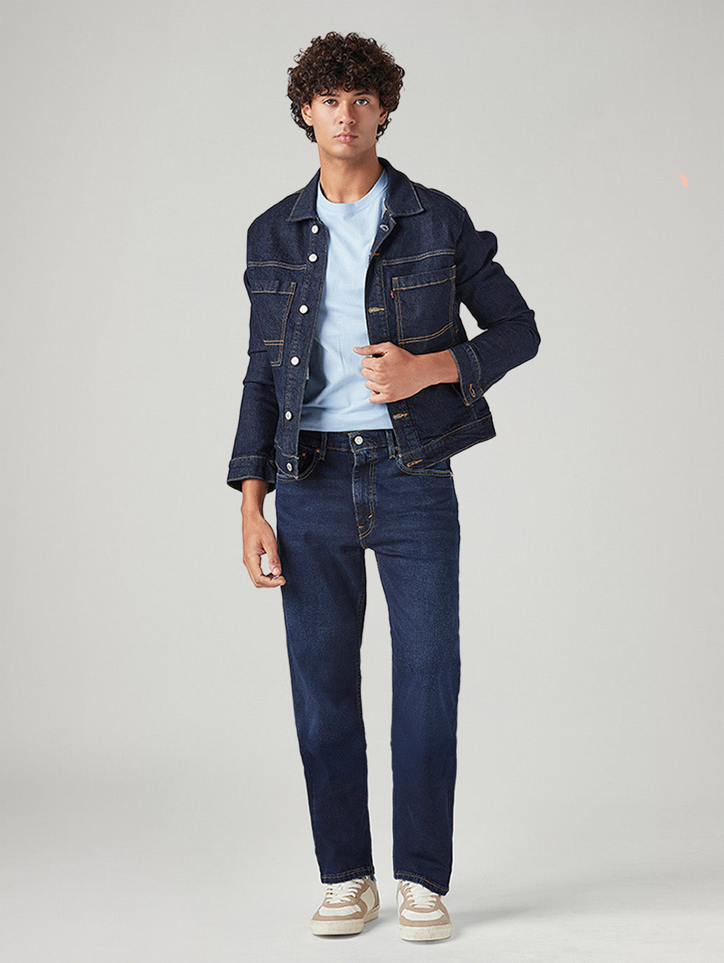 Men's 555 Dark Blue Relaxed Straight Fit Mid Rise Jeans