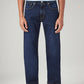 Men's 555 Dark Blue Relaxed Straight Fit Mid Rise Jeans - Front View