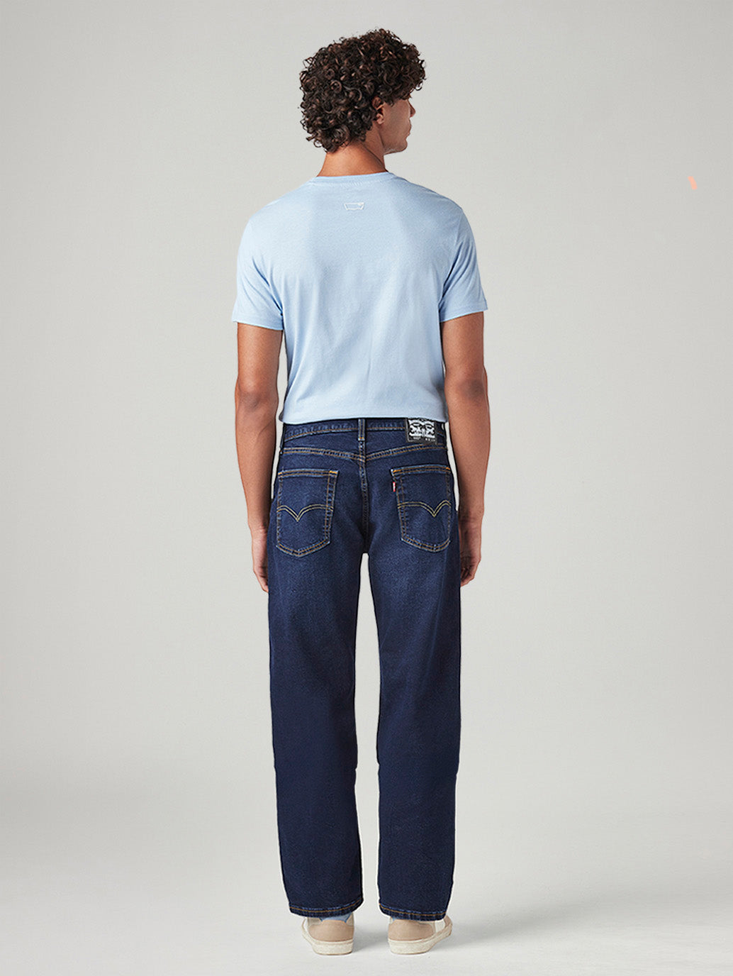 Men's 555 Dark Blue Relaxed Straight Fit Mid Rise Jeans - Back View