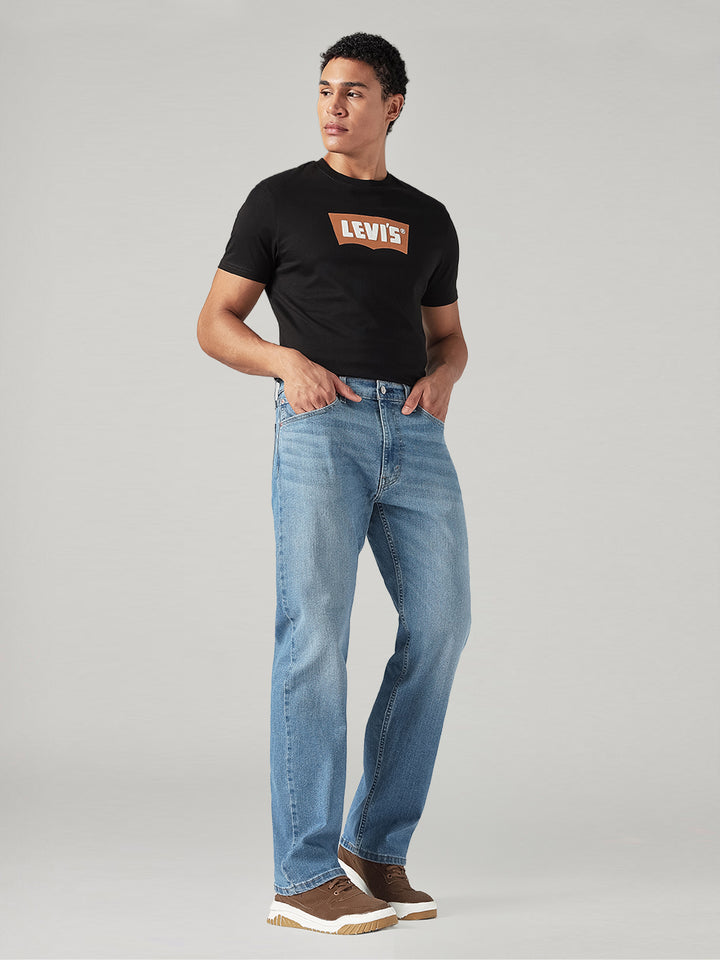 Men's 555 Light Blue Relaxed Straight Fit Mid Rise Jeans