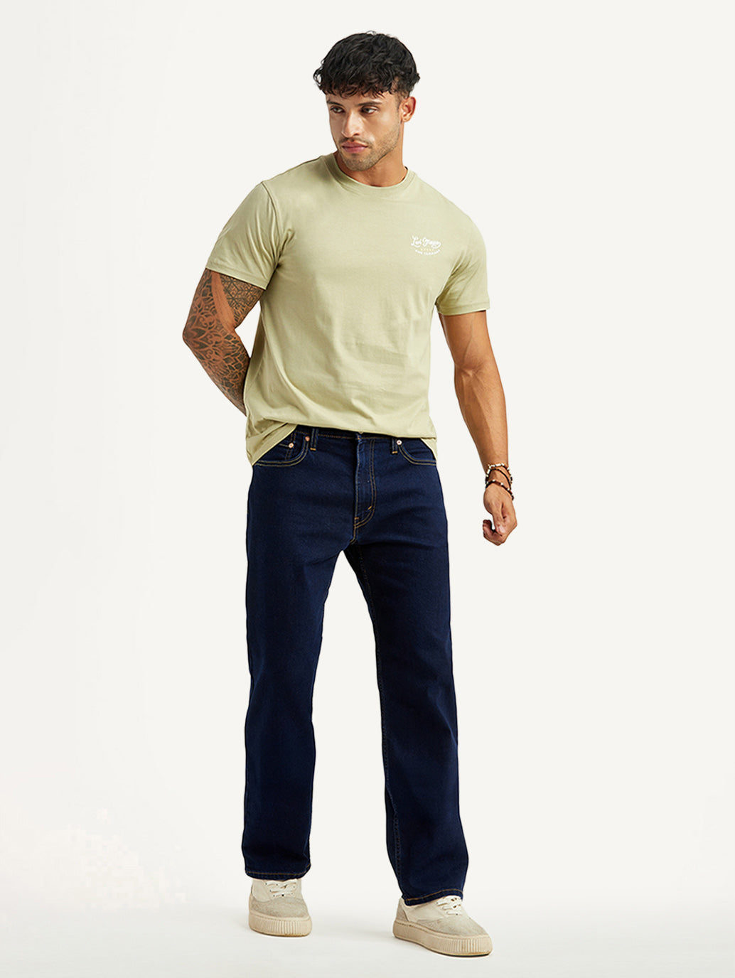 Men's 555 Dark Indigo Relaxed Straight Fit Mid Rise Jeans