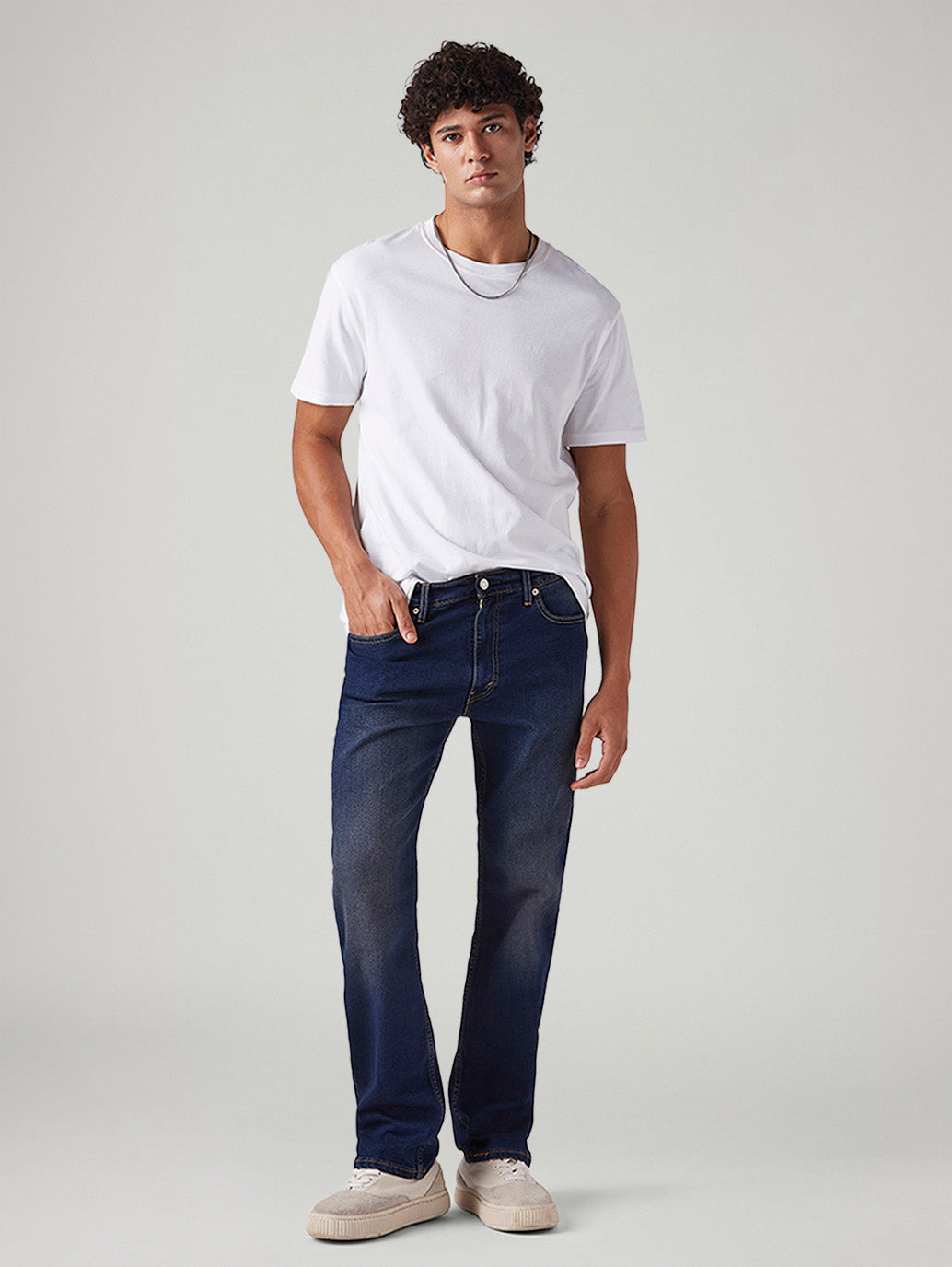 Men's 555 Dark Blue Relaxed Straight Fit Mid Rise Tinted Jeans - Styleshot View