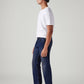Men's 555 Dark Blue Relaxed Straight Fit Mid Rise Tinted Jeans - Side View