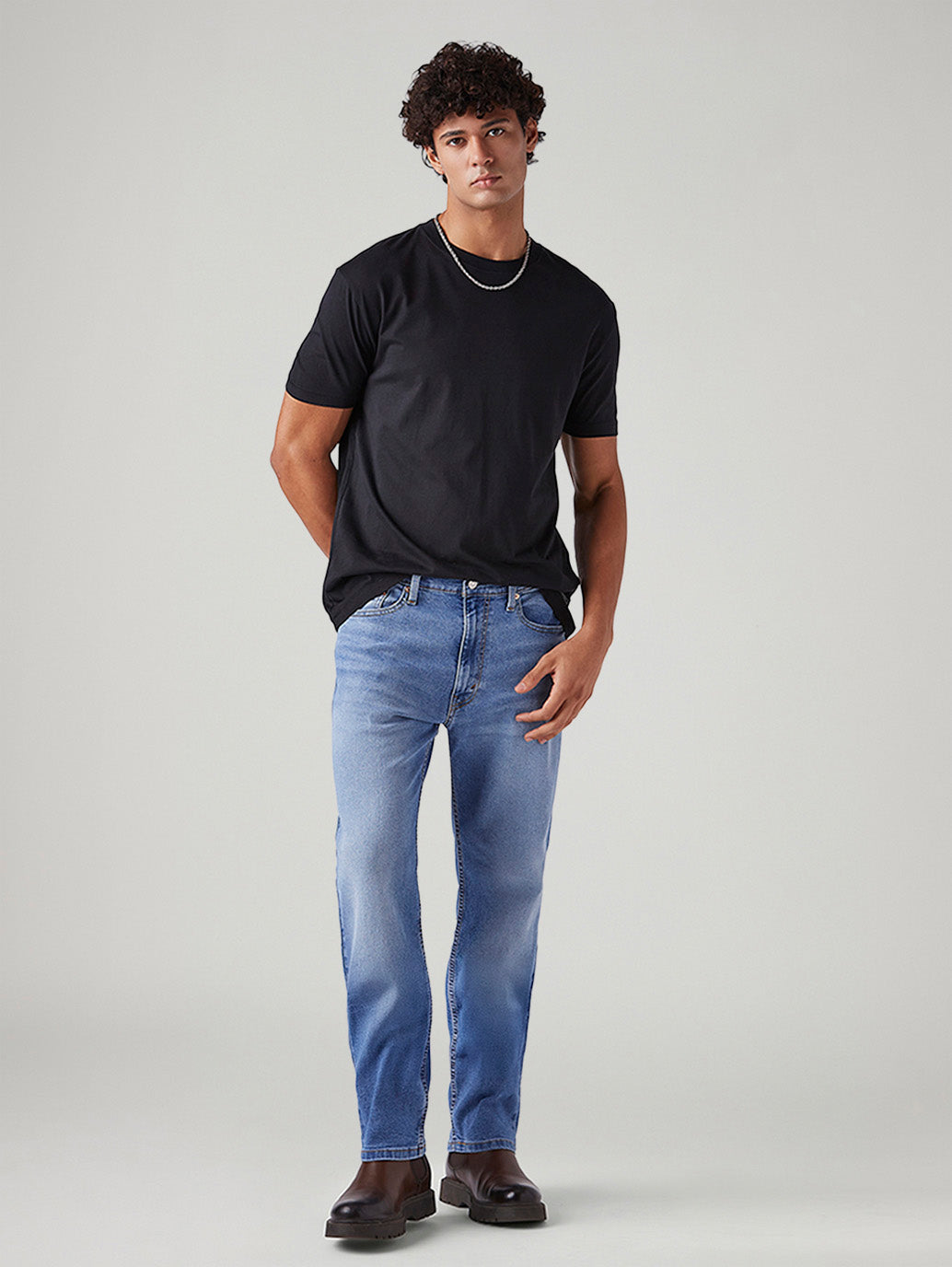 Men's 555 Light Blue Relaxed Straight Fit Mid Rise Jeans