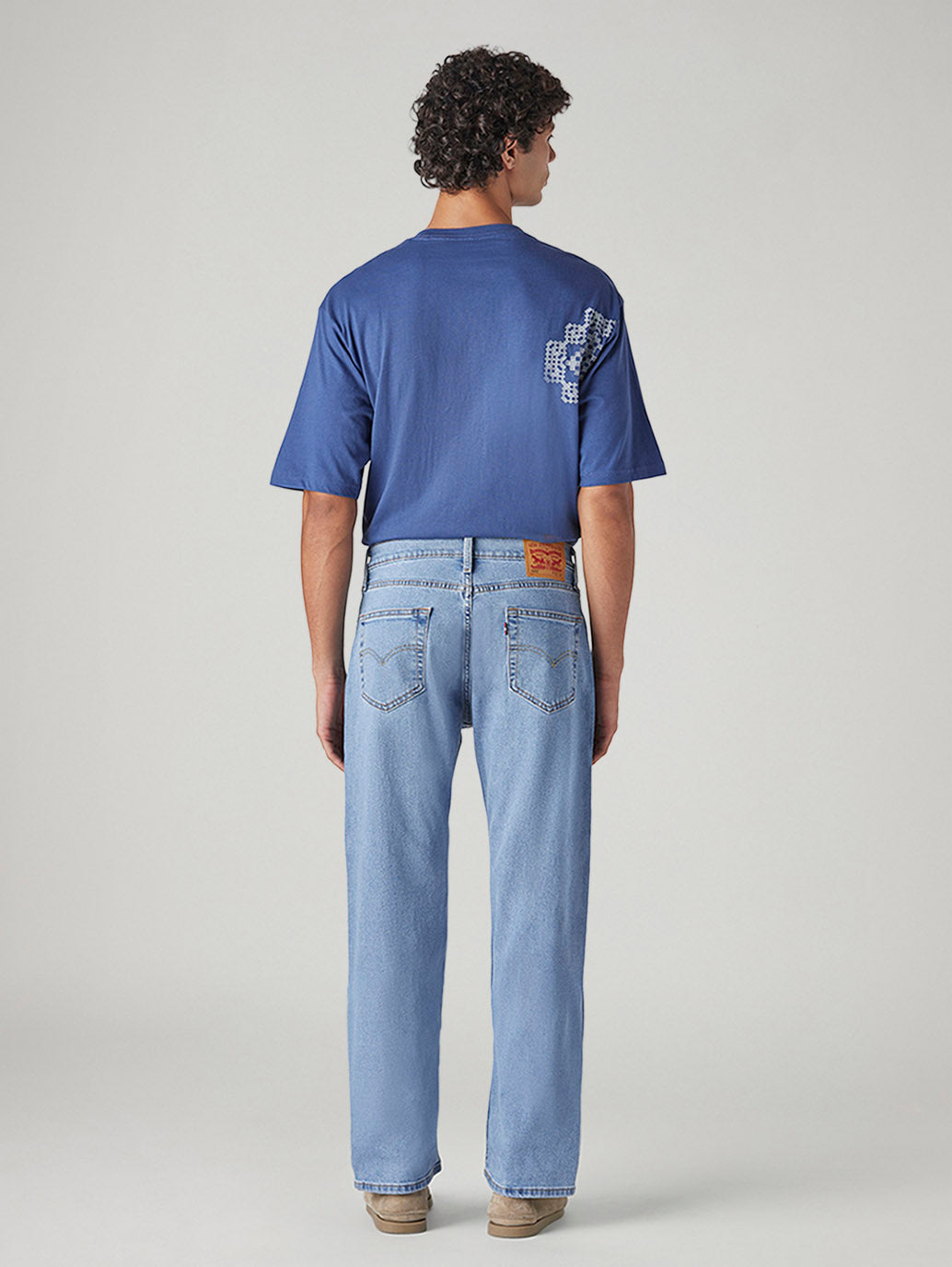 Men's 555 Light Blue Relaxed Straight Fit Mid Rise Jeans - Back View