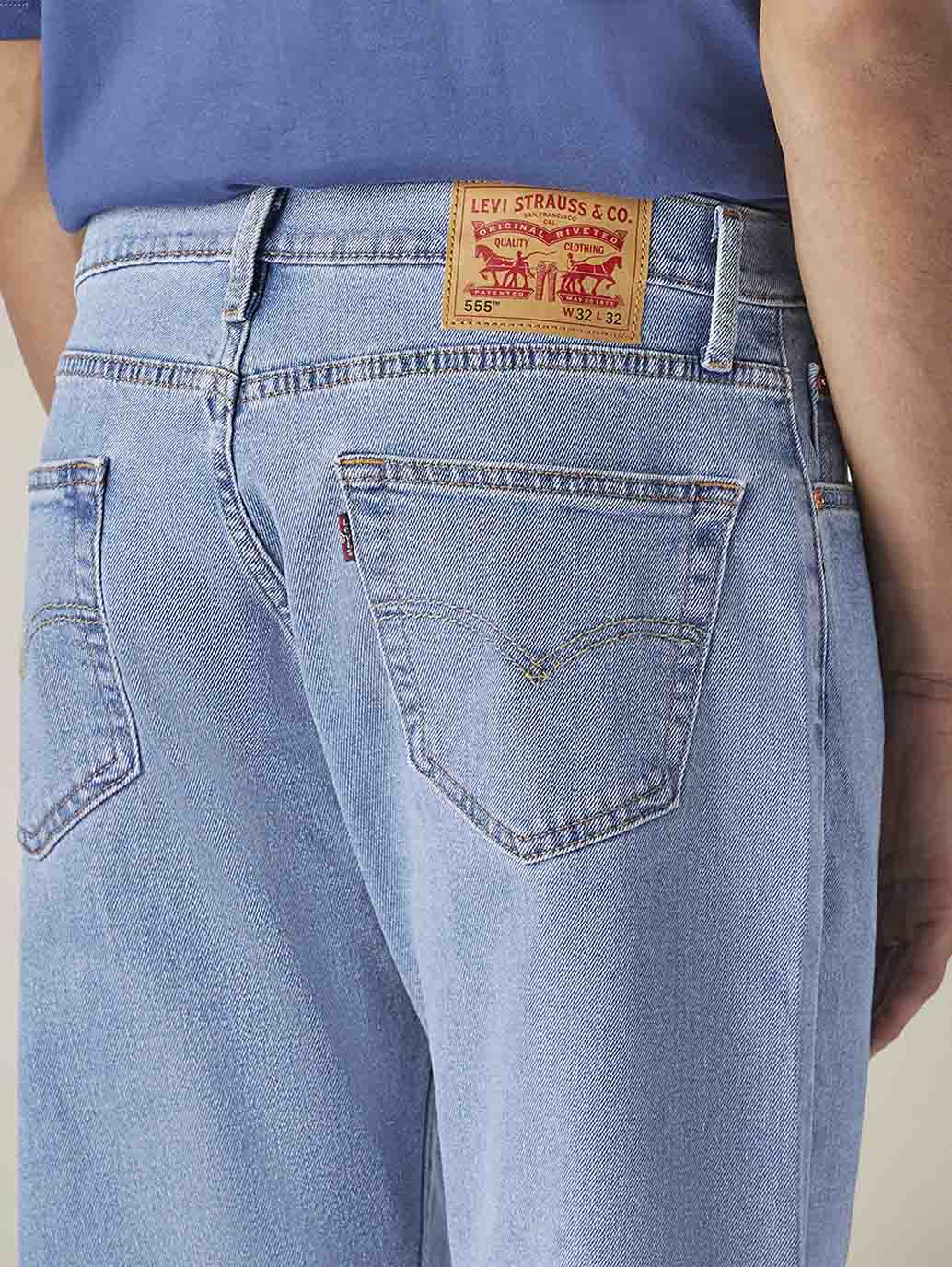 Men's 555 Light Blue Relaxed Straight Fit Mid Rise Jeans - ce0c4762-015a-42f3-9edb-ffe75ac30ad7 View