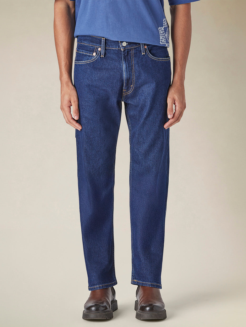 Men's 555 Blue Relaxed Straight Fit Mid Rise Jeans - 04d3e497-d416-4f01-942b-195e434b898c View