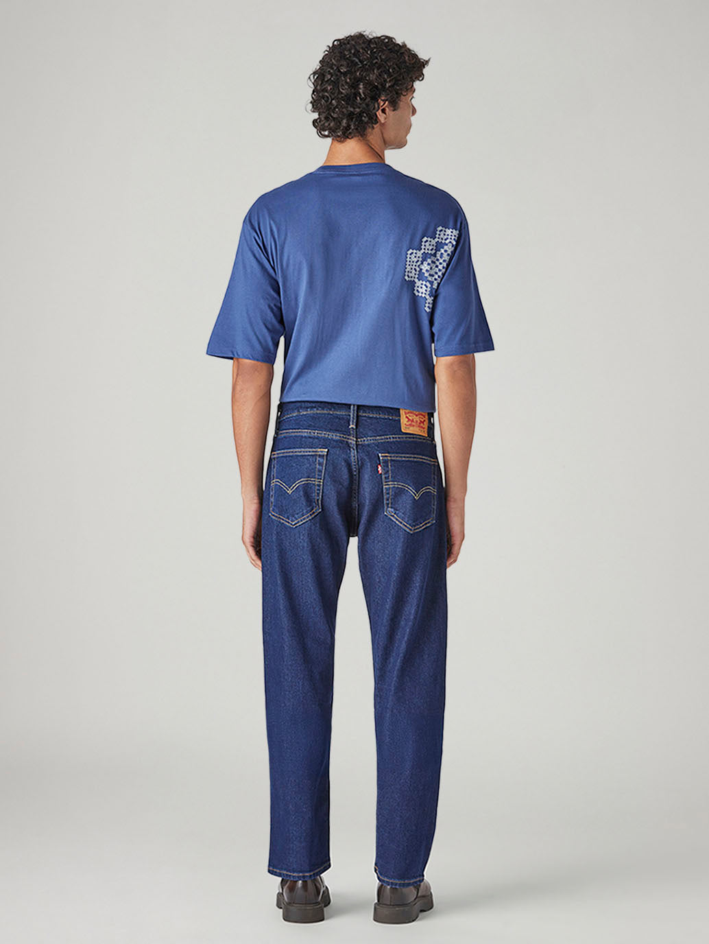 Men's 555 Blue Relaxed Straight Fit Mid Rise Jeans - Back View