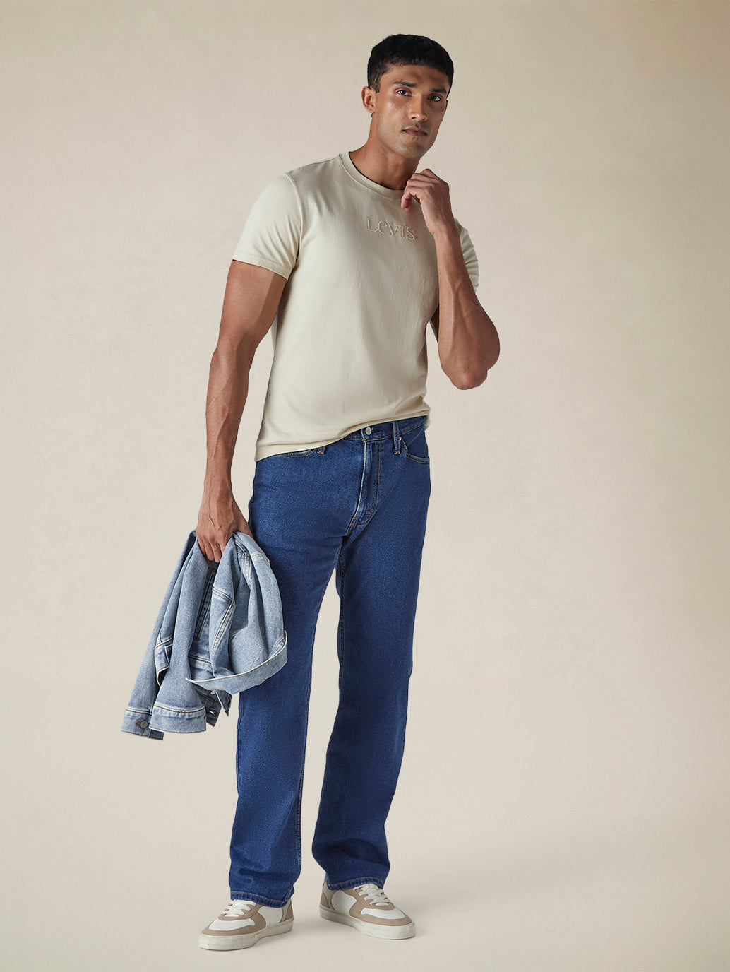 Men's 555 Dark Indigo Relaxed Straight Fit Mid Rise Jeans