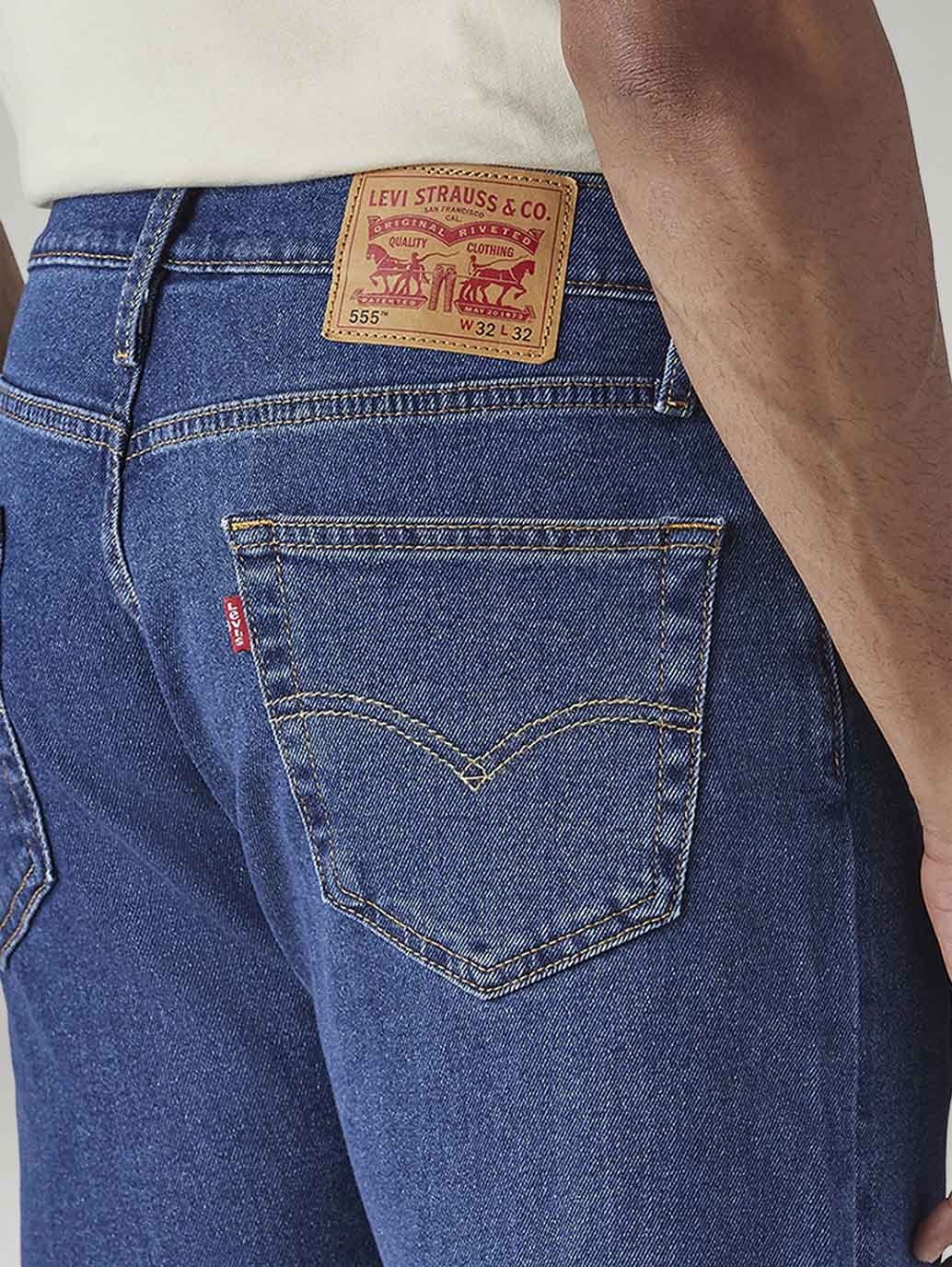 Men's 555 Dark Indigo Relaxed Straight Fit Mid Rise Jeans - 20 View