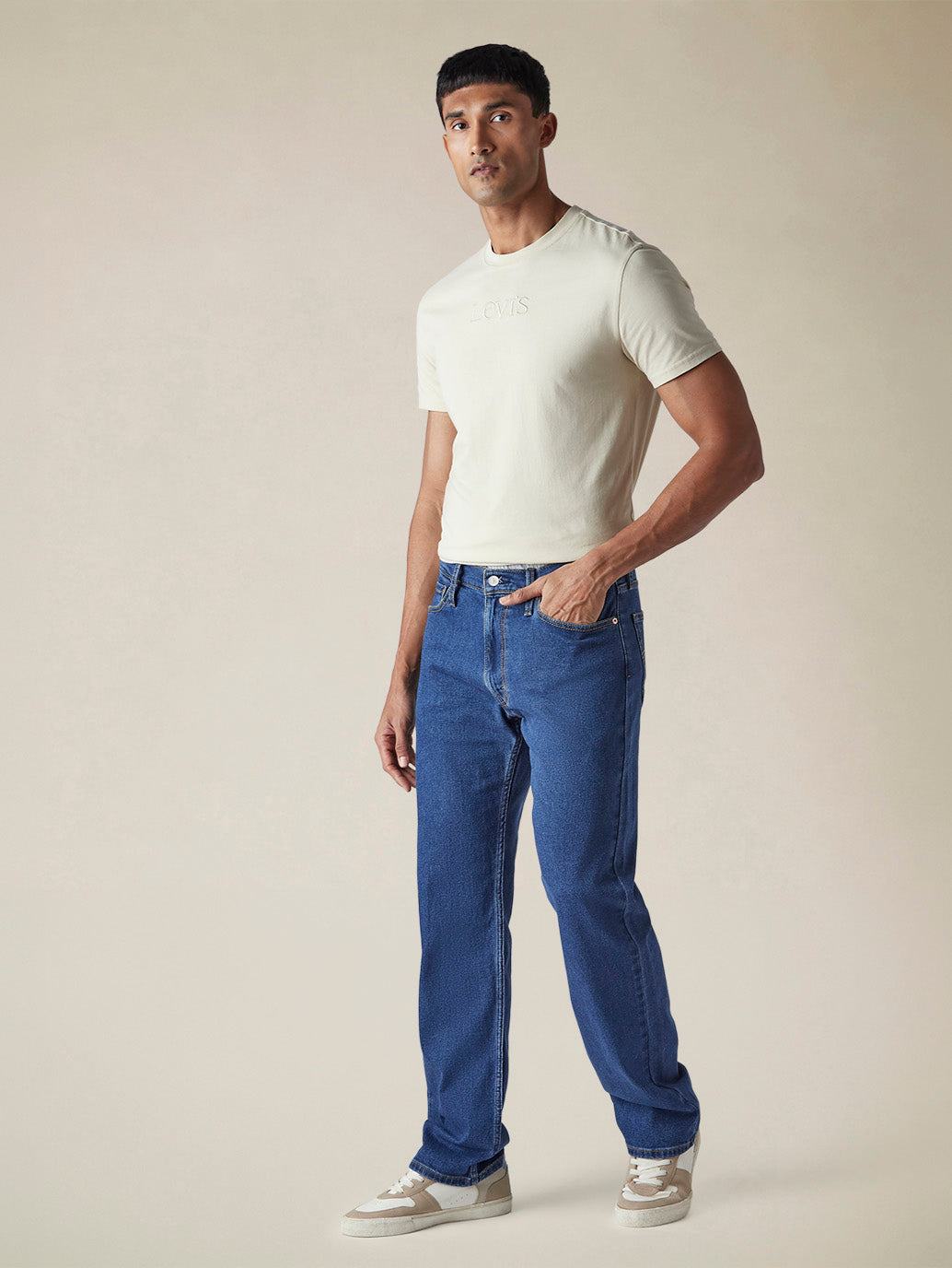 Men's 555 Dark Indigo Relaxed Straight Fit Mid Rise Jeans - 65b7b780-3d1c-44cf-aaa5-90f2e63c2cb5 View