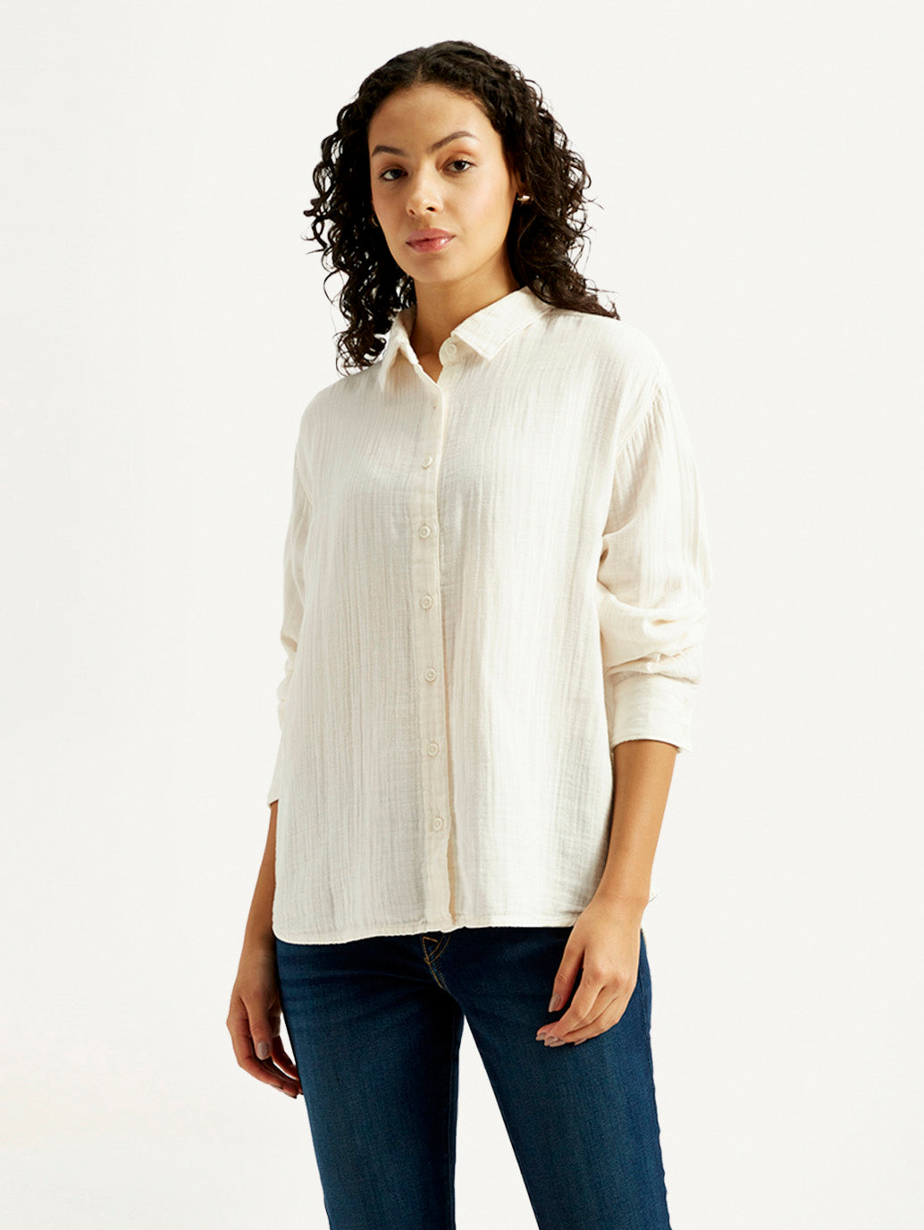 Women's Solid Slim Fit Shirt - Front View