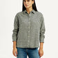 Women's Checkered Green Slim Fit Shirt - Front View