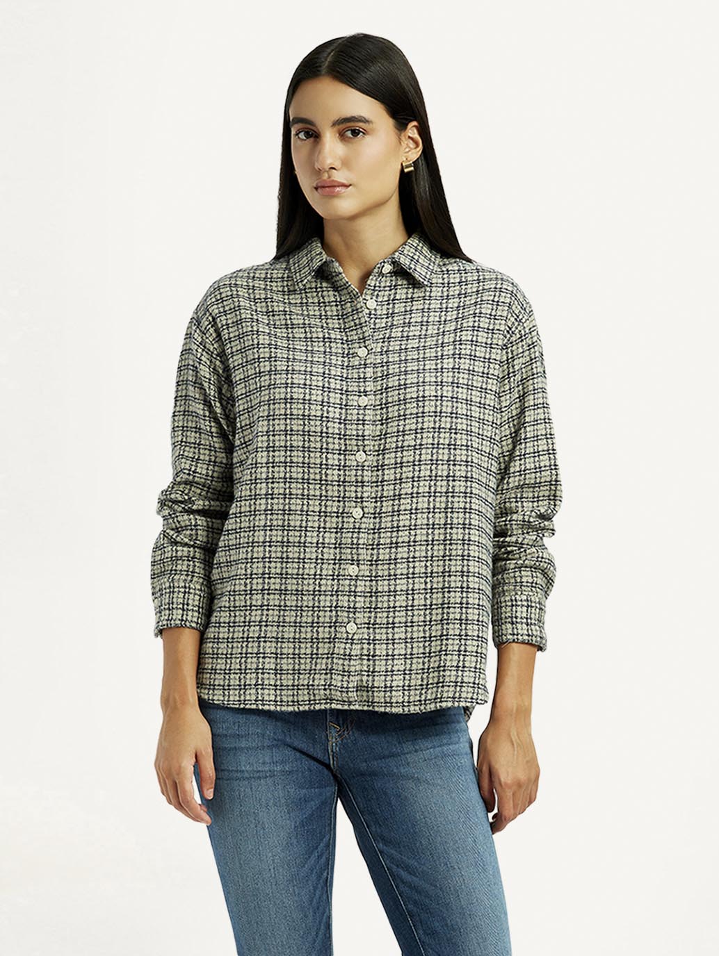 Women's Checkered Green Slim Fit Shirt
