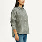 Women's Checkered Green Slim Fit Shirt - Side View