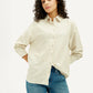 Women's Striped Beige Slim Fit Shirt - Elevated View