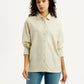 Women's Striped Beige Slim Fit Shirt - Front View
