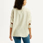 Women's Striped Beige Slim Fit Shirt - Back View
