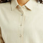 Women's Striped Beige Slim Fit Shirt - Detail View