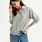Women's Striped Grey Slim Fit Shirt - Elevated View