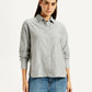 Women's Striped Grey Slim Fit Shirt - Front View